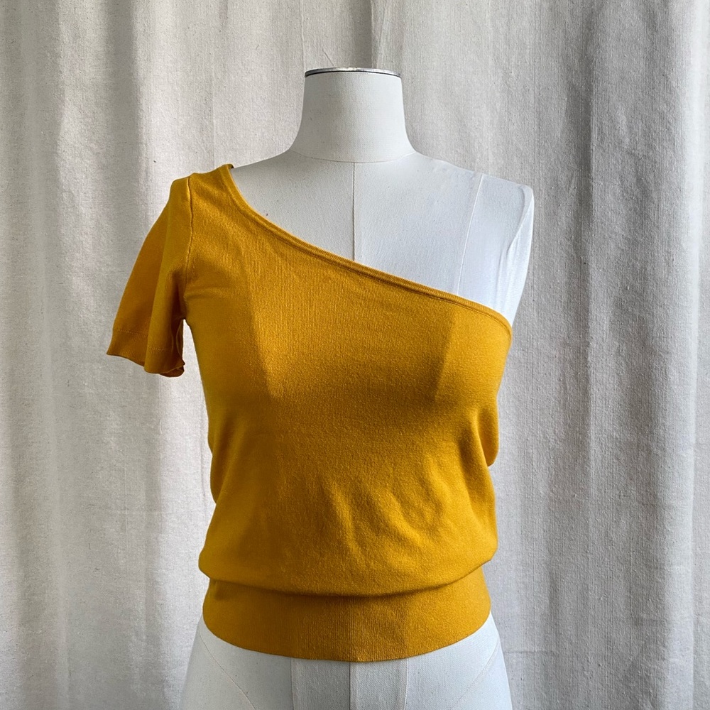 NEW J.CREW one shoulder knit blouse top yellow sz S